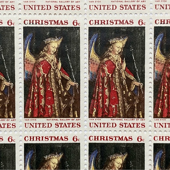 Christmas Stamp 1968 Van Eyck National Gallery of Art 6 Cent Sheet of 50 Mint - Picture 4 of 14